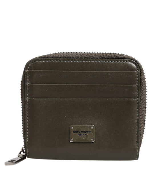 Dolce &amp; Gabbana – Kartenetui mit Münzfach und Logo-Schild aus braunem Leder