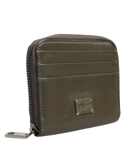 Dolce &amp; Gabbana – Kartenetui mit Münzfach und Logo-Schild aus braunem Leder