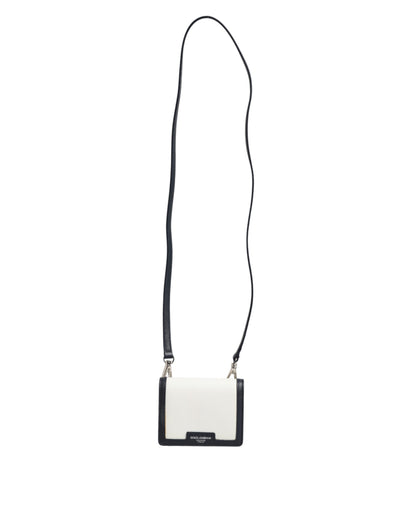 حقيبة كروس بودي للرجال من دولتشي آند غابانا، مصنوعة من الجلد باللون البيج والأسود