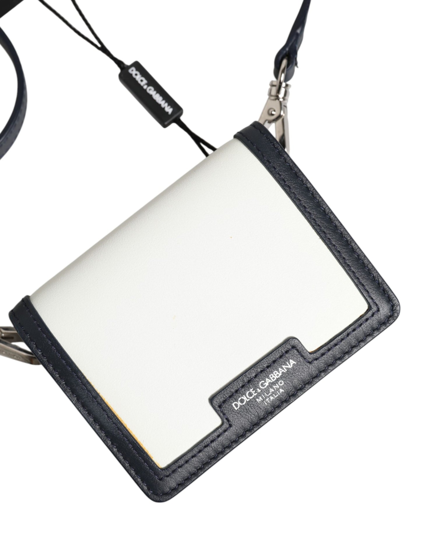 حقيبة كروس بودي للرجال من دولتشي آند غابانا، مصنوعة من الجلد باللون البيج والأسود