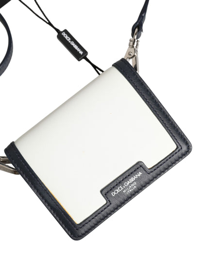 حقيبة كروس بودي للرجال من دولتشي آند غابانا، مصنوعة من الجلد باللون البيج والأسود