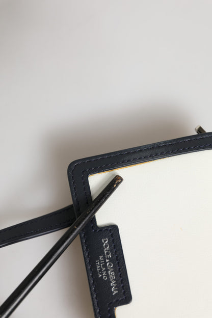 حقيبة كروس بودي للرجال من دولتشي آند غابانا، مصنوعة من الجلد باللون البيج والأسود