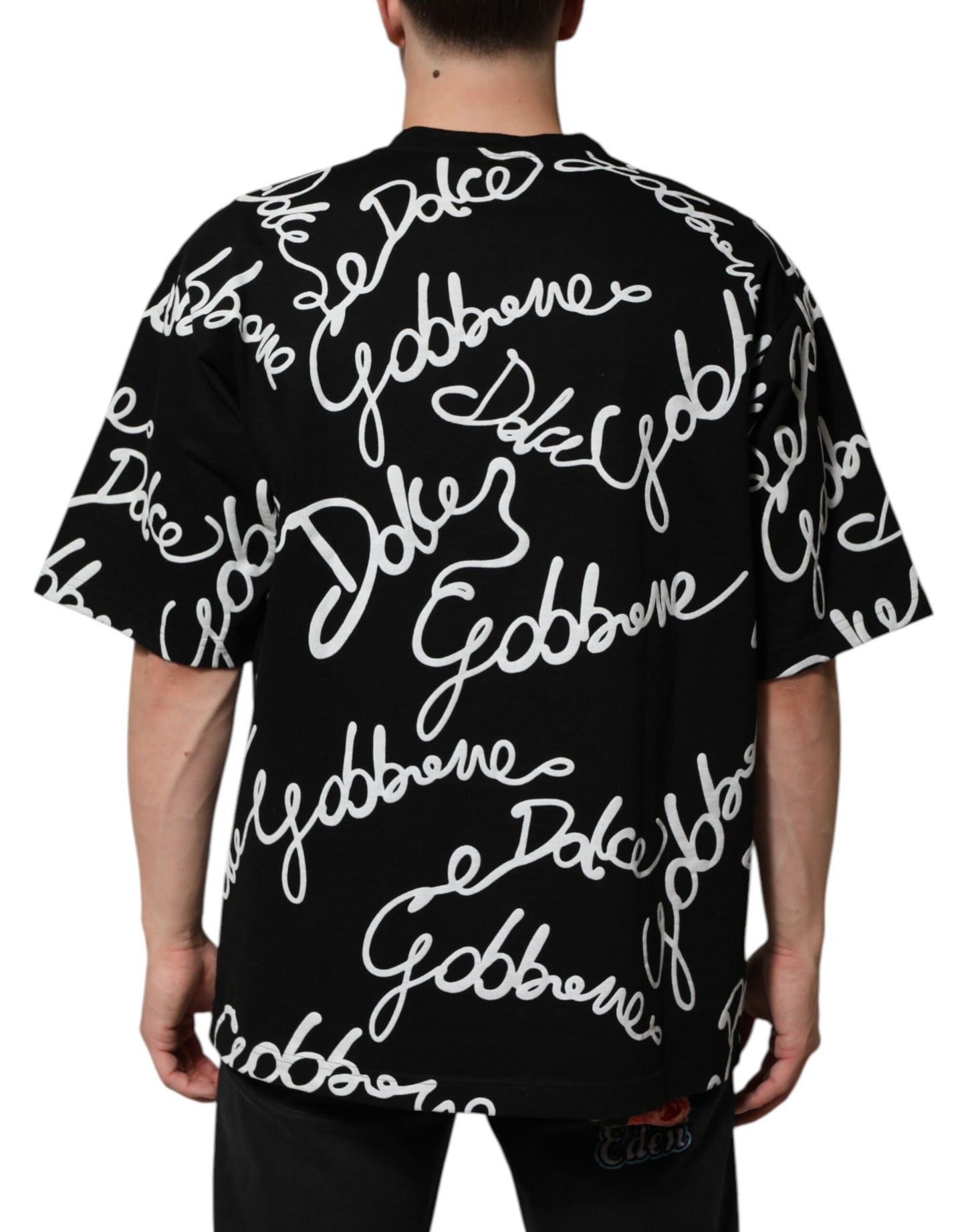Dolce &amp; Gabbana – Schwarzes Baumwoll-T-Shirt mit Rundhalsausschnitt und Logo-Print