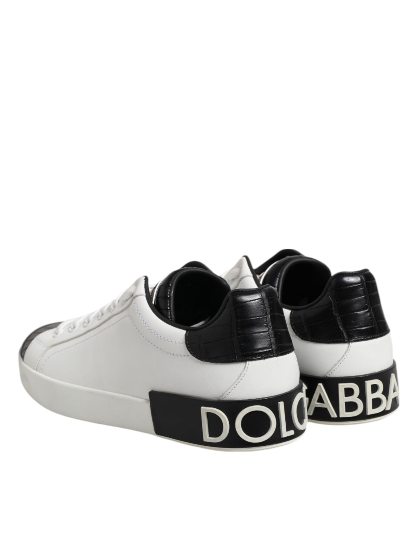 Dolce &amp; Gabbana – Portofino-Sneaker aus weißem und schwarzem Leder