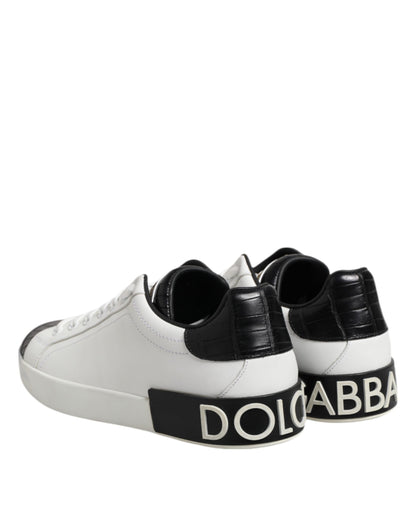 Dolce &amp; Gabbana – Portofino-Sneaker aus weißem und schwarzem Leder