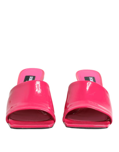 Dolce &amp; Gabbana – Rosa Pantoletten mit offener Zehenpartie und Blockabsatz, Sandalen