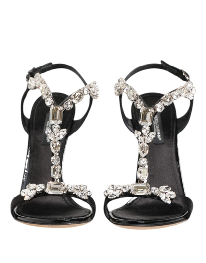 صنادل أحذية Dolce &amp; Gabbana Black Keira Crystals بكعب عالٍ