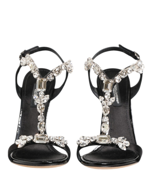 صنادل أحذية Dolce &amp; Gabbana Black Keira Crystals بكعب عالٍ