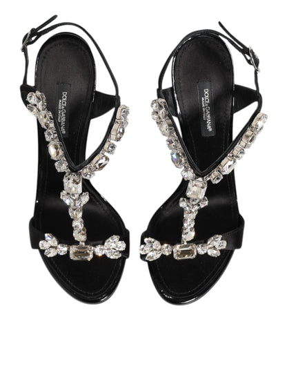 صنادل أحذية Dolce &amp; Gabbana Black Keira Crystals بكعب عالٍ