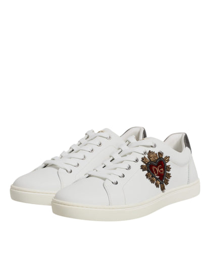 Dolce &amp; Gabbana Weiße Sacred Heart Männer Low Top Sneakers Schuhe