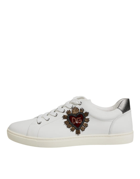 Dolce &amp; Gabbana Weiße Sacred Heart Männer Low Top Sneakers Schuhe