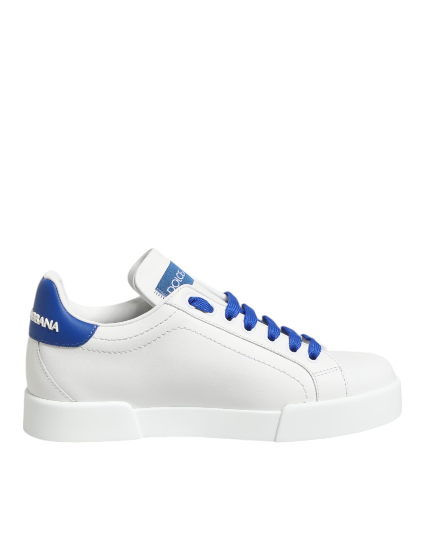 Dolce &amp; Gabbana Weiß Blau Leder Low Top Sneakers Schuhe