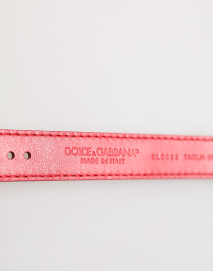Dolce &amp; Gabbana Damenarmband aus rotem exotischem Leder mit goldfarbener Metallschnalle
