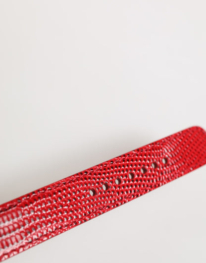 Dolce &amp; Gabbana Damenarmband aus rotem exotischem Leder mit goldfarbener Metallschnalle