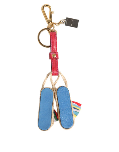 Dolce &amp; Gabbana Rot Gelb Mini Espadrille Stil Charm Schlüsselanhänger