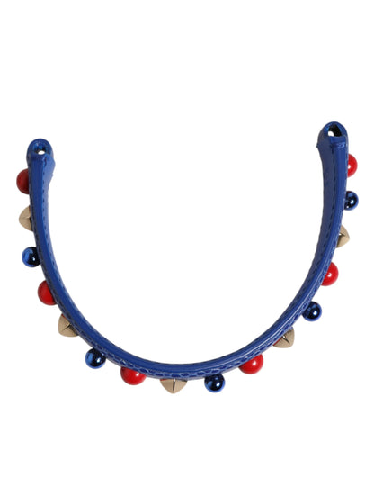 Dolce &amp; Gabbana Blau verzierter Ledertaschengriff Damen Schultergurt