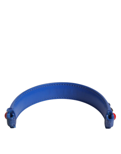 Dolce &amp; Gabbana Blau verzierter Ledertaschengriff Damen Schultergurt