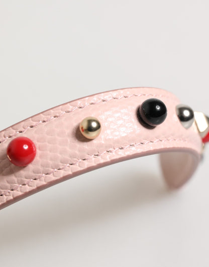 Dolce &amp; Gabbana – Hellrosa verzierter Schultergurt mit Ledergriff