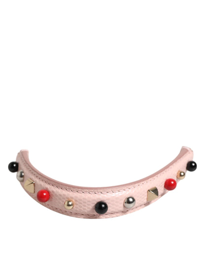Dolce &amp; Gabbana – Hellrosa verzierter Schultergurt mit Ledergriff