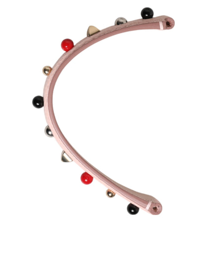 Dolce &amp; Gabbana – Hellrosa verzierter Schultergurt mit Ledergriff