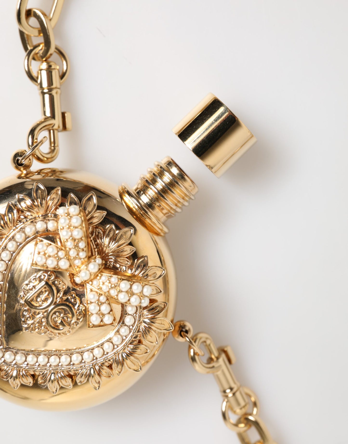 Dolce &amp; Gabbana – Halskette mit Anhänger „Devotion“ aus goldenem Messing mit Strass