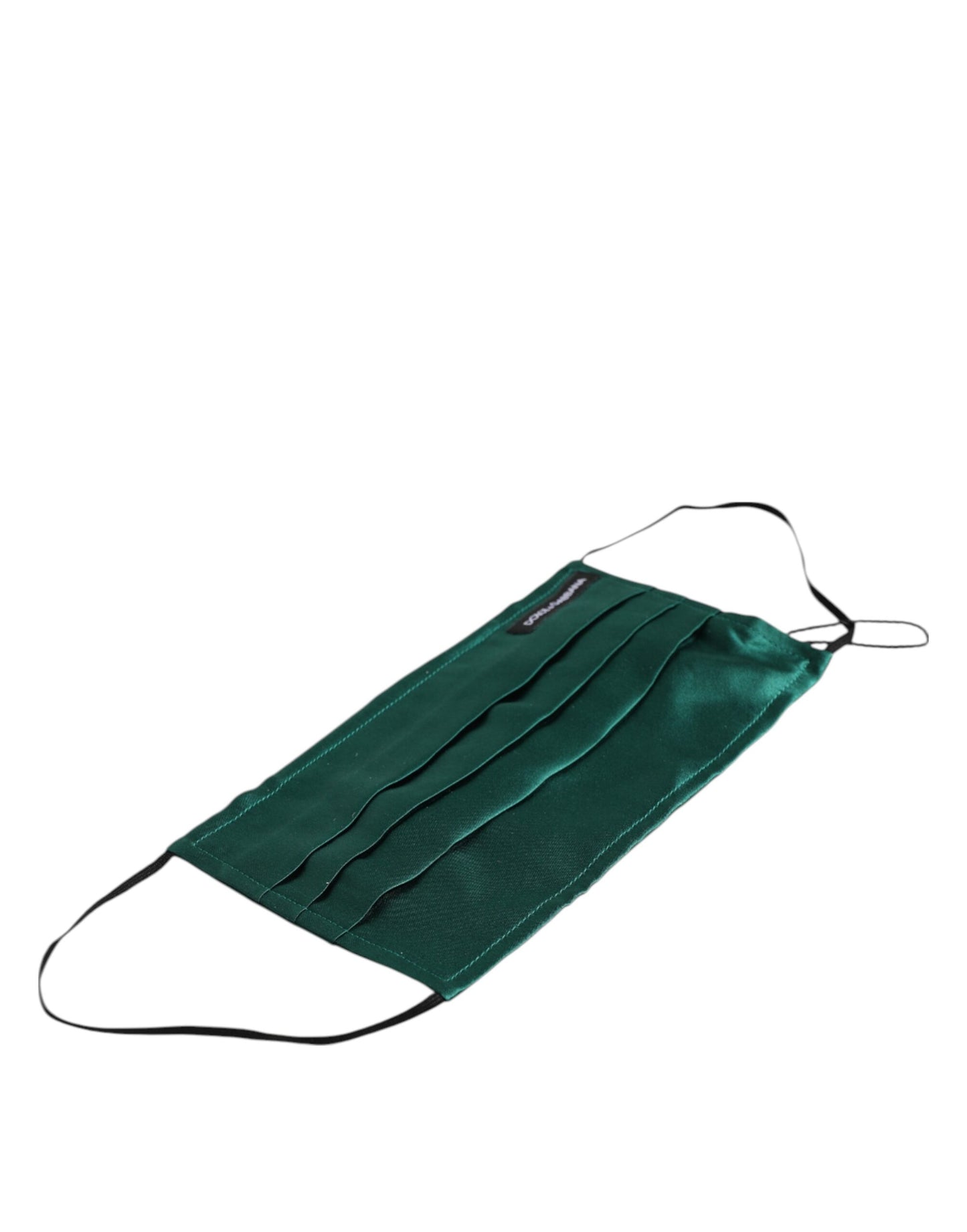 Dolce &amp; Gabbana – Grüne Gesichtsmaske aus plissierter Seide mit elastischem Ohrschlaufenband