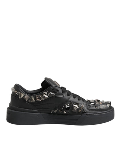 Dolce &amp; Gabbana – Niedrige Sneakers aus schwarzem Leder mit Nieten