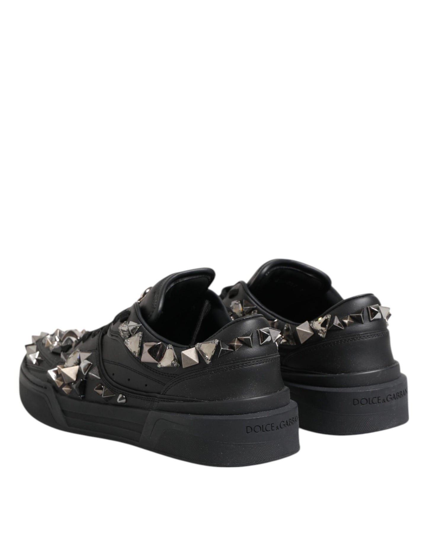 Dolce &amp; Gabbana – Niedrige Sneakers aus schwarzem Leder mit Nieten