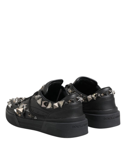 Dolce &amp; Gabbana – Niedrige Sneakers aus schwarzem Leder mit Nieten