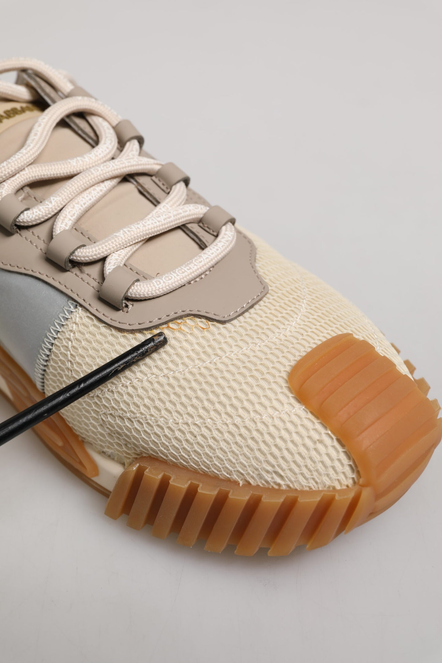 Dolce &amp; Gabbana Beige Schnürschuhe Low Top NS1 Herren Sneakers