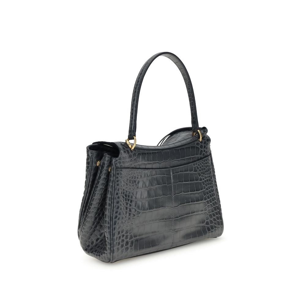 Balenciaga Schultertasche aus schwarzem Kalbsleder Bos Taurus