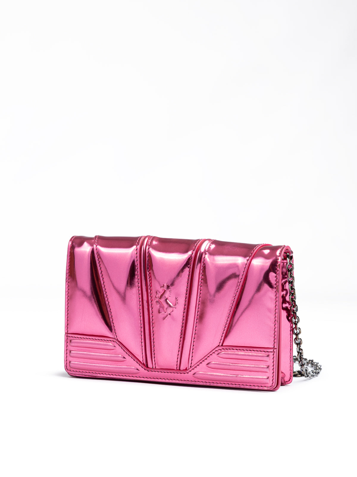 Ferrari Metal Pink GT Lackledertasche mit Kette