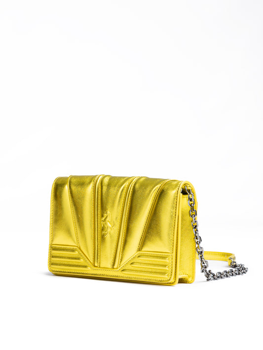 Ferrari Metal Yellow GT Lackledertasche mit Kette