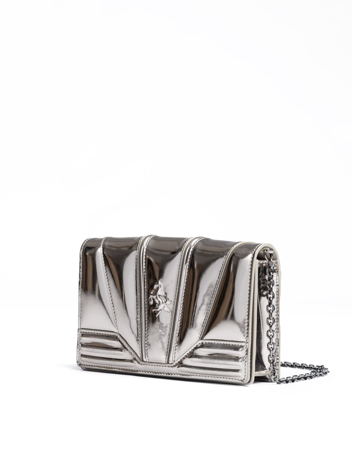 Ferrari Metal Silver GT Lackledertasche mit Kette