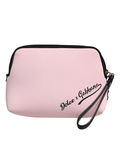 Dolce &amp; Gabbana – Clutch mit Reißverschluss und DG-Logo-Print aus massivem Nylon in Rosa