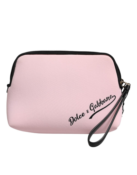 Dolce &amp; Gabbana – Clutch mit Reißverschluss und DG-Logo-Print aus massivem Nylon in Rosa