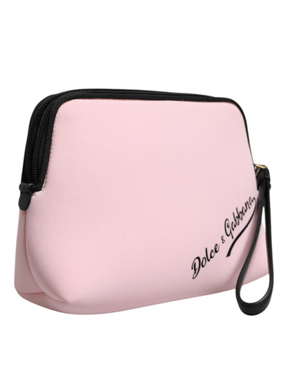 Dolce &amp; Gabbana – Clutch mit Reißverschluss und DG-Logo-Print aus massivem Nylon in Rosa