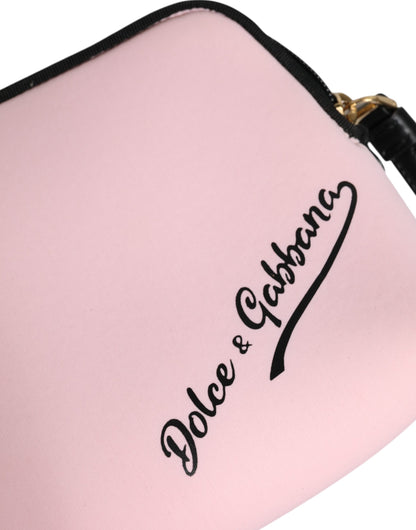 Dolce &amp; Gabbana – Clutch mit Reißverschluss und DG-Logo-Print aus massivem Nylon in Rosa