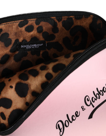 Dolce &amp; Gabbana – Clutch mit Reißverschluss und DG-Logo-Print aus massivem Nylon in Rosa