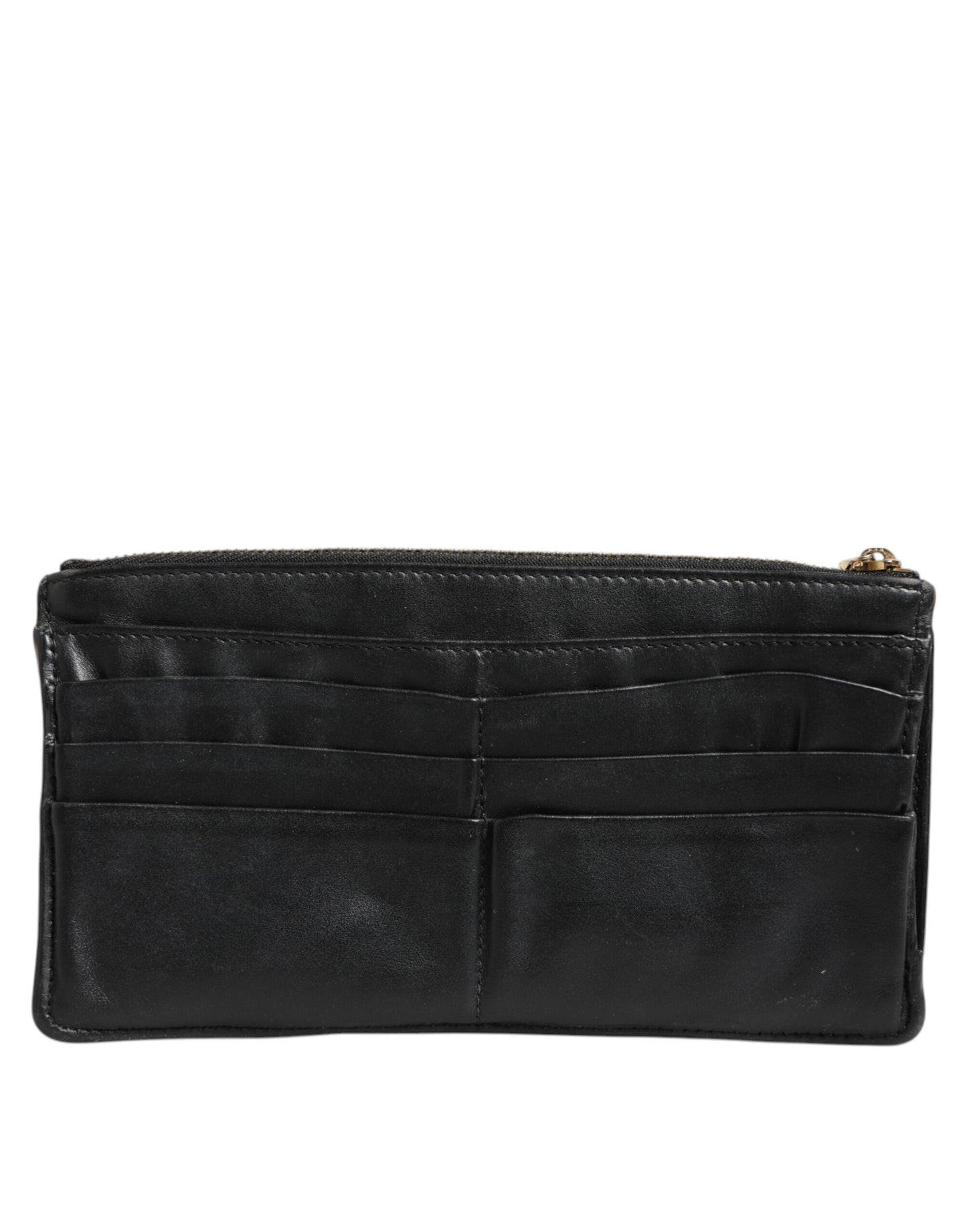Dolce & Gabbana Black Calfskin Leather DG Logo Women Card Holder Wallet