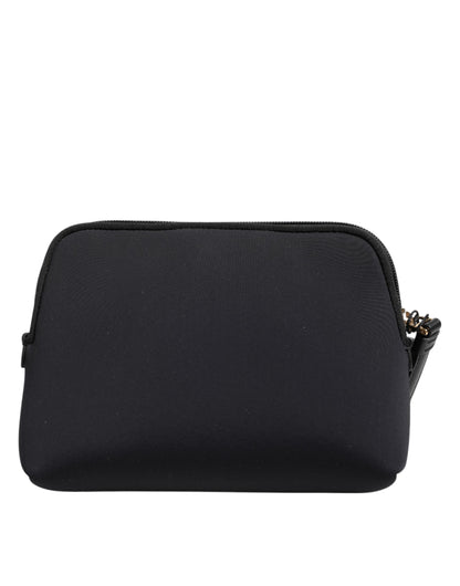 Dolce &amp; Gabbana – Schwarze Clutch aus massivem Nylon mit DG-Logoprint und Reißverschluss