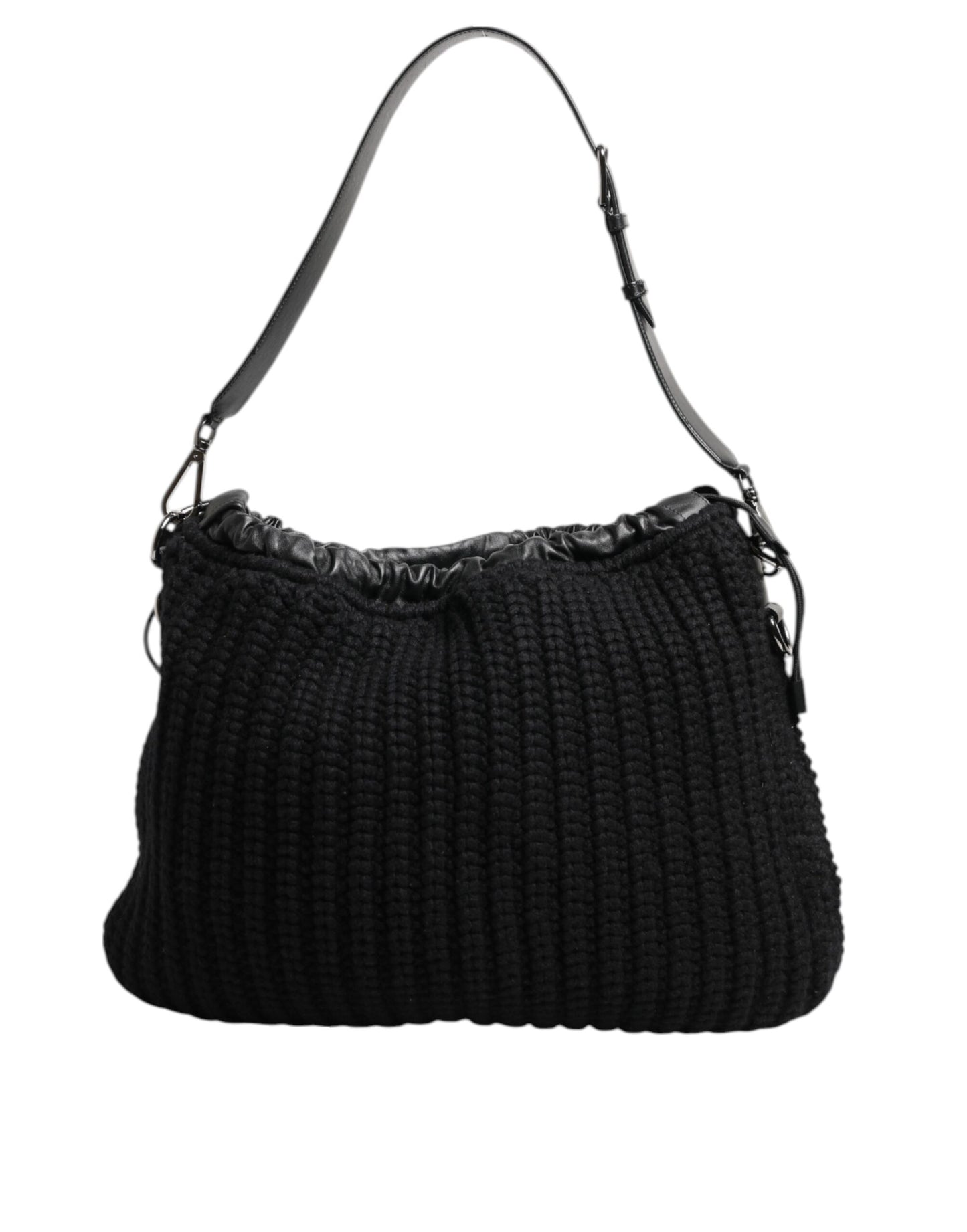 Dolce &amp; Gabbana Schwarze Kaschmir-Strickleder-Schultertasche für Damen