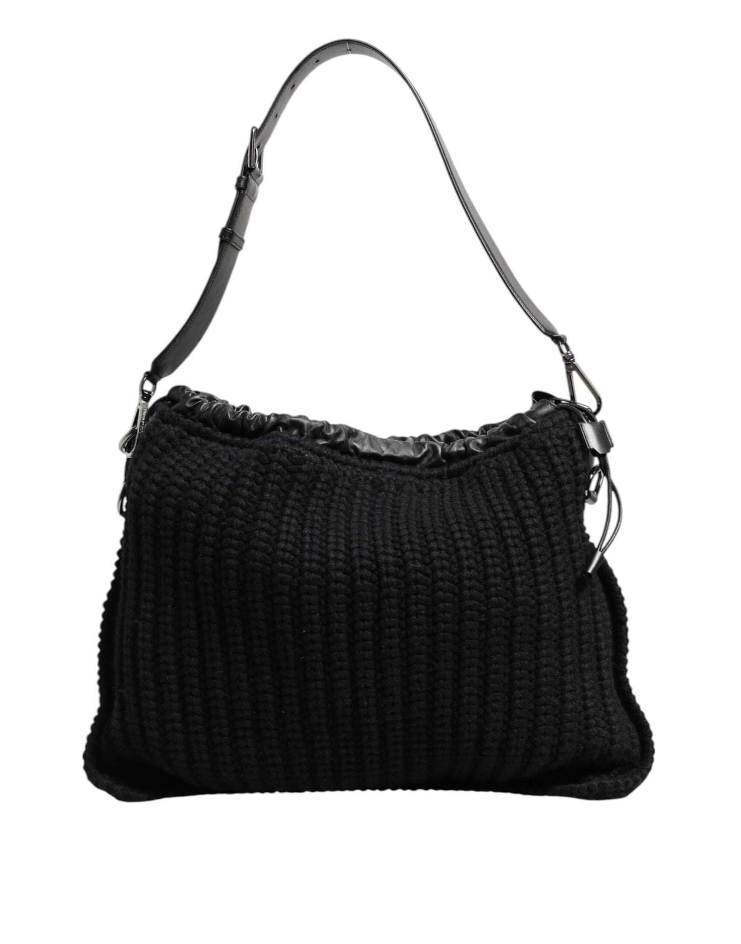 Dolce &amp; Gabbana Schwarze Kaschmir-Strickleder-Schultertasche für Damen