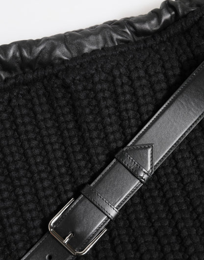 Dolce &amp; Gabbana Schwarze Kaschmir-Strickleder-Schultertasche für Damen