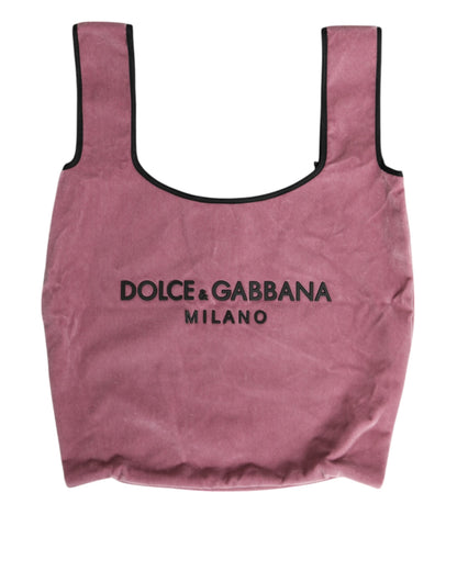 Dolce &amp; Gabbana DG MILANO Umhängetasche aus rosafarbenem Baumwollsamt