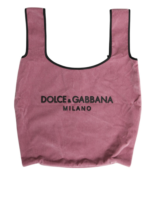 Dolce &amp; Gabbana DG MILANO Umhängetasche aus rosafarbenem Baumwollsamt
