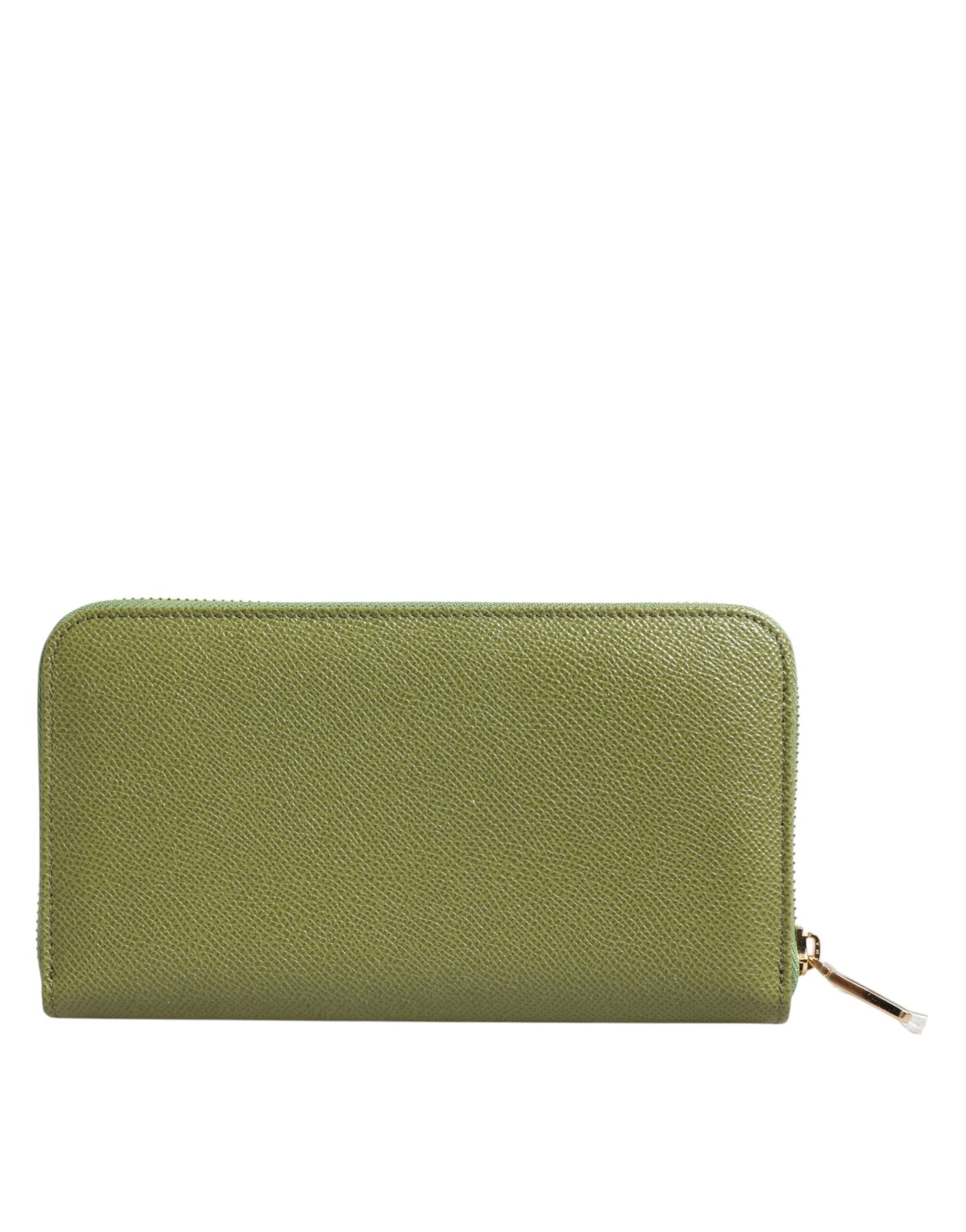 Dolce & Gabbana Green Leather Logo Plaque Zip Around Continenta Wallet