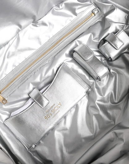 Dolce &amp; Gabbana Silberne gesteppte Umhängetasche mit Füllung SICILY Bag