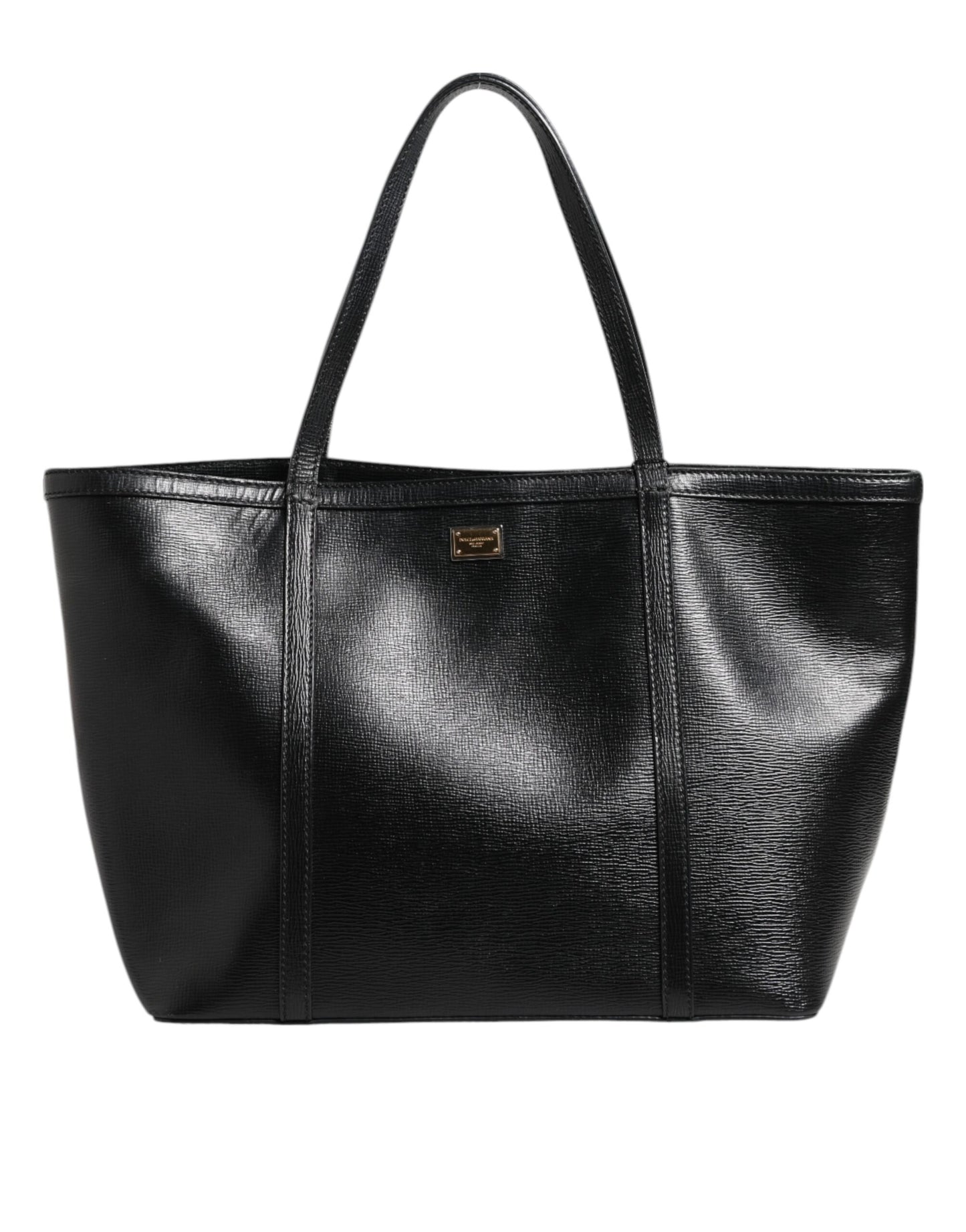 Dolce &amp; Gabbana Schwarze Leder Miss Escape Shopping Tote Frauen Borse Tasche