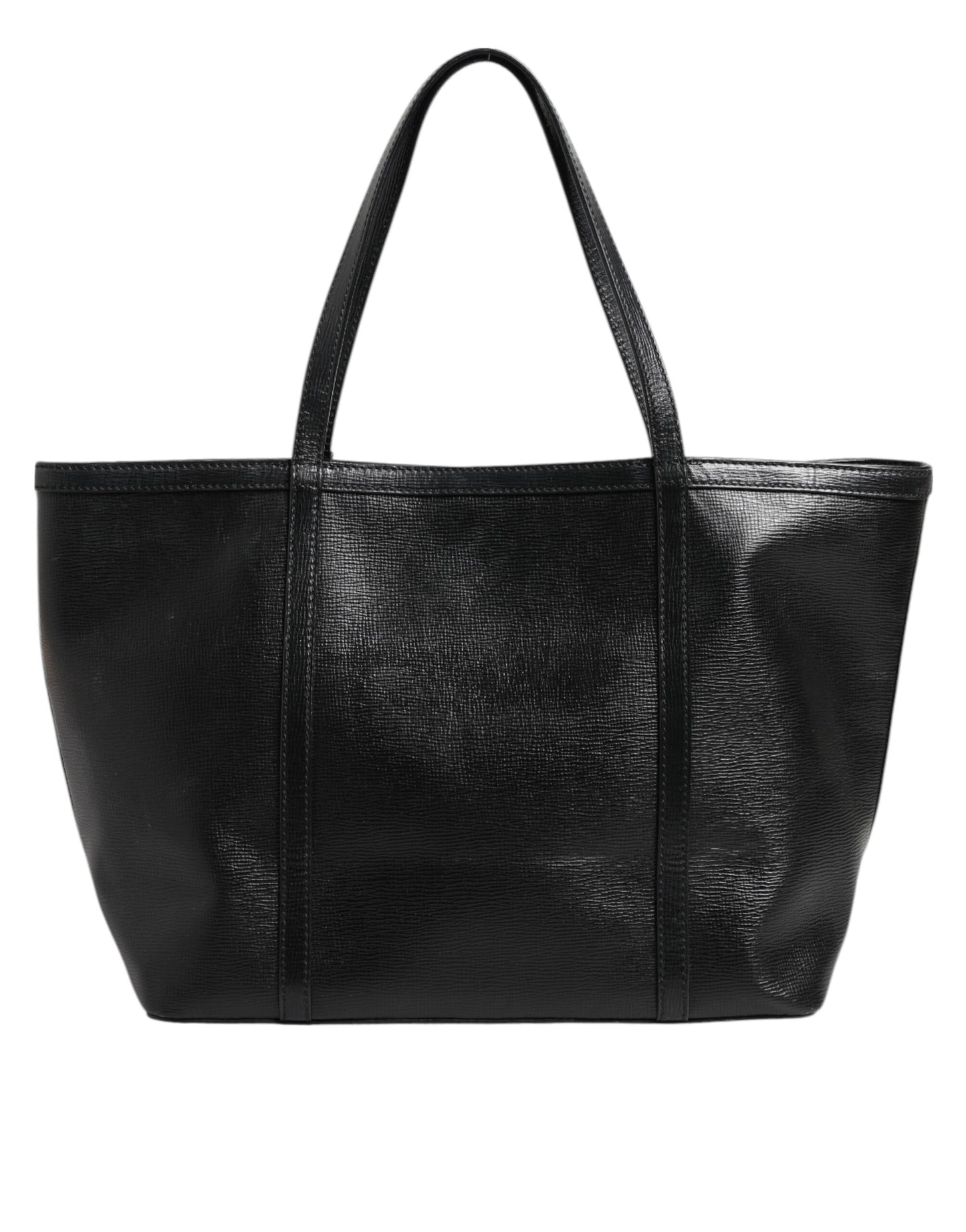 Dolce &amp; Gabbana Schwarze Leder Miss Escape Shopping Tote Frauen Borse Tasche